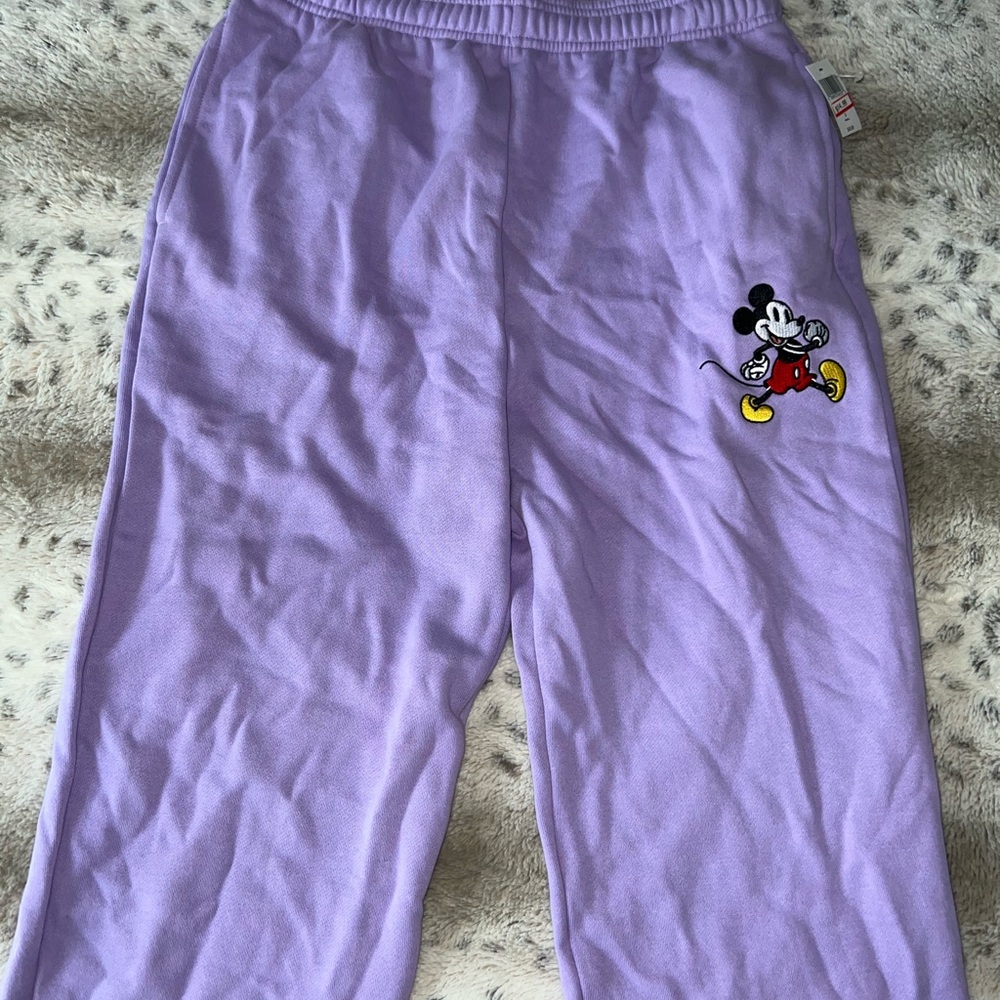 Disney Lilac Sweatpants with Mickey Mouse Patch